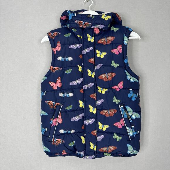 Mini Boden Girls Jacket 11-12 Blue Butterfly Padded Convertible Vest Fleece Line - Picture 9 of 14
